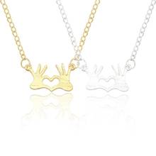 Hip Hop Gesture Love Pendant Necklace Gold  I LOVE YOU Pendants Necklaces Couple Best Friends Jewelry For Women Men Gifts 2024 - buy cheap