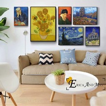 Van Gogh serie de noche estrellada obra de arte lienzo pintura carteles e impresiones para la sala de estar No enmarcado arte de la pared imagen decoración del hogar 2024 - compra barato