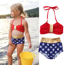 Conjunto de Bikini de algodón para niños y niñas, traje de baño informal con estrellas, 2 unidades 2024 - compra barato