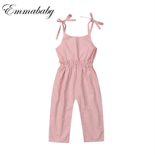 Emmababy 2019 Toddler Kids Baby Girl Summer Solid Strap Romper Long Pants Outfits Clothes Children Overalls 6M-5T 2024 - buy cheap