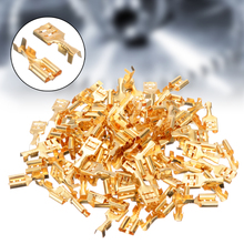 100pcs Brass Crimp Terminal Cable Lugs Cable Plug 6.3mm Uninsulated Blank 0.5-1.5mm Blade Receptacle Spade Terminal Connector 2024 - buy cheap