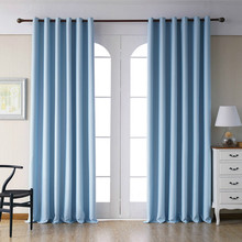 Cortinas opacas modernas para sala de estar, cortinas de tratamiento de ventanas, acabado azul, 1 panel 2024 - compra barato