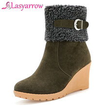 Lasyarrow Botas Women Motorcycle Ankle Boots Wedges Female Round Platforms Autumn Winter Casual Oxford Shoes Woman high heels 2024 - buy cheap