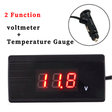 Universal LCD 2 Function 12v Truck Voltmeter + Temperature Gauge Meter for Car Truck Racing and Scooter Bike 2024 - buy cheap