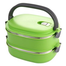 Hot sale-Insulated Lunch Box Stainless Steel Food Storage Container Thermo Server Essentials Thermal Double Layer Green 2024 - buy cheap