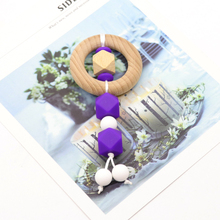 1pc Wood Baby Teether Bracelet Animal Shaped Teething Ring For Baby Organic Silicone Beads Baby Stroller Accessories Chewable 2024 - buy cheap