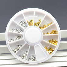 3D  Nail Art Tips Silver Gold DIY Metal Studs Rivet Semicircle Flat Back Glitter Beads Wheel Manicure Decoration Tools Jewelry 2024 - buy cheap