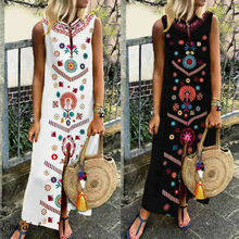 Women Summer Floral Boho Sleeveless Party Evening Beach Dress Long Maxi Sundress 2024 - buy cheap