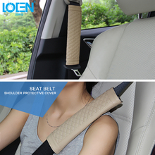 LOEN 2PC/lot Leather Car Seat Belt Cover For Toyota Mercedes Benz Audi Bmw Honda Chevrolet Jeep Subaru Lada Kia 2024 - buy cheap