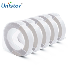 Unistar-6 rollos en relieve compatibles con cintas de etiquetas Dymo 3D, relieve de plástico, 9mm x 3m, etiqueta engomada de grabación en relieve 3D transparente, blanco 2024 - compra barato