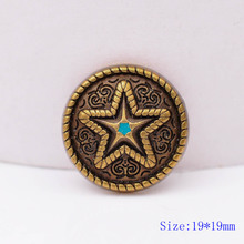 6X 19mm Retro Brass Western Engraved Ranger Star Saddles Bridle Belt Conchos 2024 - buy cheap