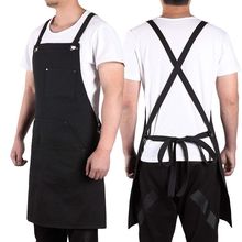 Promotion! Black Canvas Work Apron with Tool Pockets Cross-Back Straps & Adjustable Apron Heavy Duty Apron With Pockets 2024 - buy cheap