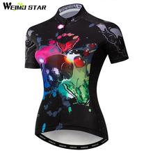 Weimostar crânio ciclismo jérsei das mulheres verão mountain bike roupas de manga curta mtb camisa da bicicleta secagem rápida ciclismo wear 2024 - compre barato