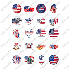 Cabujones redondos de cristal de la Bandera Nacional Americana, cabujones redondos de 10mm, 12mm, 14mm y 16mm para hacer joyas y componentes, T055, 40 unids/lote 2024 - compra barato