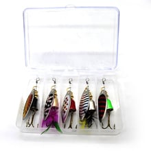 5Pcs 7.7g Spinners Fishing Lures Artificial Hard Baits Swimbait Sequin Lures With Feather For Salmon Trout Fishing Tackle Lures 2024 - buy cheap