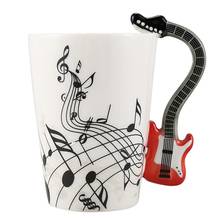 Creative Music Style Guitar Ceramic Mug Coffee Tea Milk Stave Cups With Handle Coffee Mug Novelty Gifts Red Guitar Black Free 2024 - buy cheap