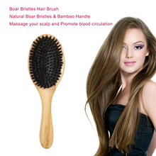 Blue ZOO Hair Brush Natural Bamboo Handle Boar Bristles Anti-static Hair Scalp Paddle Hairbrush Gasbag Massage Comb Hair Care 2024 - buy cheap