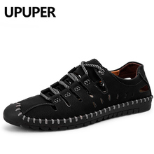 UPUPER Summer Genuine Leather Men Sandals Hollow Breathable Casual Shoes Men Outdoor Gladiator Men Summer Water Shoes Size 38-48 2024 - buy cheap