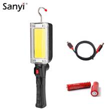 Sanyi Magnetic Car Repairing Work Light 2 Modes COB LED Flashlight USB Charging 18650 Torch Portable Lantern for Camping Hunting 2024 - buy cheap