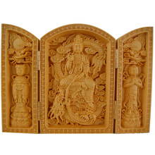 Escultura em madeira de caixa, estátuas de buda maitreya, estilo de caixa aberta, artesanato em madeira, góssima guanyin bodisin, padrão opcional 3 ~ 2024 - compre barato