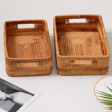 Cesta de bambu artesanal de vime, cesta pequena de vime para armazenamento de mesa e prateleiras 2024 - compre barato