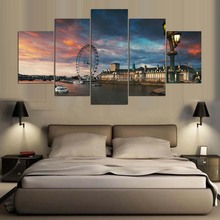 5 Pieces Ferris Wheel Picture Canvas Painting Modular Wall Art Modern Artwork Home Decor London Eye Millennium Wheel Poster 2024 - buy cheap