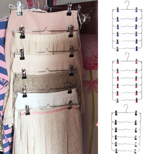 6 Layer Space Saving Foldable Closet Organizer Pants Non-Slip Steel With Clips Wardrobe Skirt Trouser Hanger Tie Rack 2024 - buy cheap
