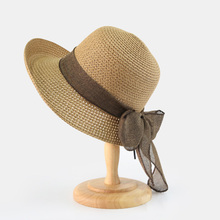 Chapéus de sol de verão para mulher dobrável 2018 palha sunbonnet aba larga floppy cloche chapéu férias praia estilo chapeau paille femme 2024 - compre barato