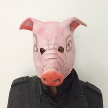 1pc rosa cabeça de porco máscaras assustadoras novidade halloween máscara caveira cosplay traje látex festival suprimentos 2024 - compre barato