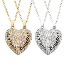 2 Pcs/set Heart Puzzle Mother Daughter Crystal Necklace For Women Girls Send Mum Mother's Day Gifts Female Charm Jewelry Gifts 2024 - buy cheap