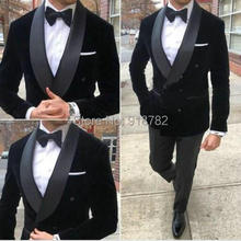 Prom Suit For Men Black Velvet Men Suits With Pants Custom Made Formal Tuxedo Wedding Dress Groomsmen Suit Double Breasted Suit 2024 - buy cheap