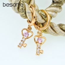 Cristal Heart Key Drop Earring Women Gold Earrings Baby Boucle D'oreille Bebe Orecchini Donna Kolczyki Earing Jewelry Kids E2601 2024 - buy cheap