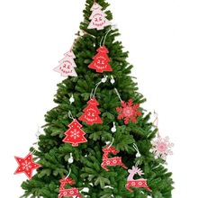 Pingente feliz natal 12 peças em 1, árvore de natal ornamento, decoração de madeira, suprimentos para festa para casa, natal, flocos de nece, estrela, alço 2024 - compre barato