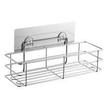 Estante organizador de cesta de acero inoxidable para cocina y baño, adhesivo a prueba de óxido, sin perforación, montado en la pared, 1 unidad 2024 - compra barato