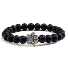 Hot Natural Black Volcanic Lava Stone Dog Paw Bracelet black Matte Beads Bracelets For Women Men Cat Dog Lovers Jewelry Pulseras 2024 - buy cheap