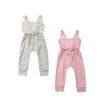 Citgeett Summer Toddler Infant Baby Girl Ruffle Bib Pants Romper Overalls 1PC Striped Cute Outfits Clothes 2024 - buy cheap