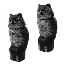 2 Pieces Plastic Realistic Owl Decoy With Rotating Head Bird Pigeon Crow Scarer Scarecrow Hunting Decoy 2024 - buy cheap