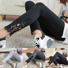 Women Lady Flower Lace Leggings Full Length Pants Stretch Trousers Solid Casual Leggings Clothing 2024 - buy cheap