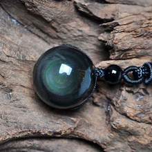 Natural Obsidian Pendants Rainbow Eye Good Luck Bead Pendant Woman Long Chain Necklaces Knitted Harajuku Necklace Crystal Ball 2024 - buy cheap