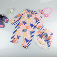 Baby Swimwear Trunks For Girl Kids Boys Cartoon Beach Surf Bathing Suit Children Sun Protection Swimsuit+Hat 2 Pcs For 18M-5Y 2024 - buy cheap