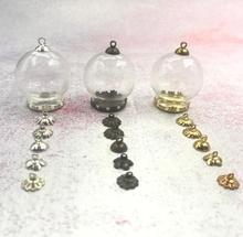 100pcs/lot 30x20mm Glass Dome bottle glass cover & 20mm base & bead cap set DIY necklace glass vials pendant glass globe decor 2024 - buy cheap