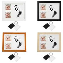 Wooden Photo Frame Baby Handprint Footprint Kit with Stamp Ink Pad Decor Gifts for Newborn Boy Girl Best infant Hand Foot Print 2024 - buy cheap