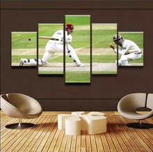 Imagen Modular artística de pared moderna para sala de estar pintura decorativa 5 paneles deportes Cricket póster lienzo impresión HD pintura 2024 - compra barato