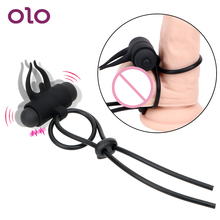OLO Delay Ejaculation Vibrator Penis Ring Lock Rope 10 Speed Cock Ring Clitoris Stimulator Time Lasting Sex Toys for Men 2024 - buy cheap