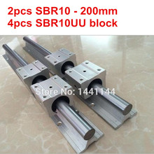 Carril guía lineal SBR10: 2 piezas SBR10-200mm guía lineal + 4 piezas SBR10UU bloque para piezas cnc 2024 - compra barato