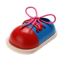 Новые ботинки на шнуровке Монтессори Обучающие Детские деревянные игрушки Обучающие головоломки интересные игрушки для детей подарок для детей 2024 - купить недорого