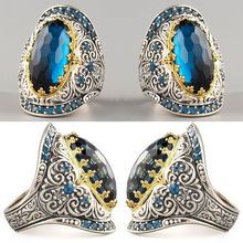 Винтажное серебряное кольцо с большим камнем для женщин, модные украшения в стиле бохо, 2019 2024 - купить недорого