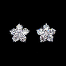 S925 Silver super fresh Stud Earrings Full white Zircon Plum Earrings flower shape Elegant zircon stud earrings 2024 - buy cheap