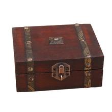 Stylish Vintage Metal Lock Decorative Trinket Jewelry Storage Box Handmade Classical Wooden Treasure Case Storage Box Organizer 2024 - buy cheap