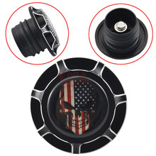 Motorcycle Black Skull Fuel Gas Oil Tank Cap Cover 3D Effect 360 Adjusted For Harley Softail Touring Road King 2024 - buy cheap
